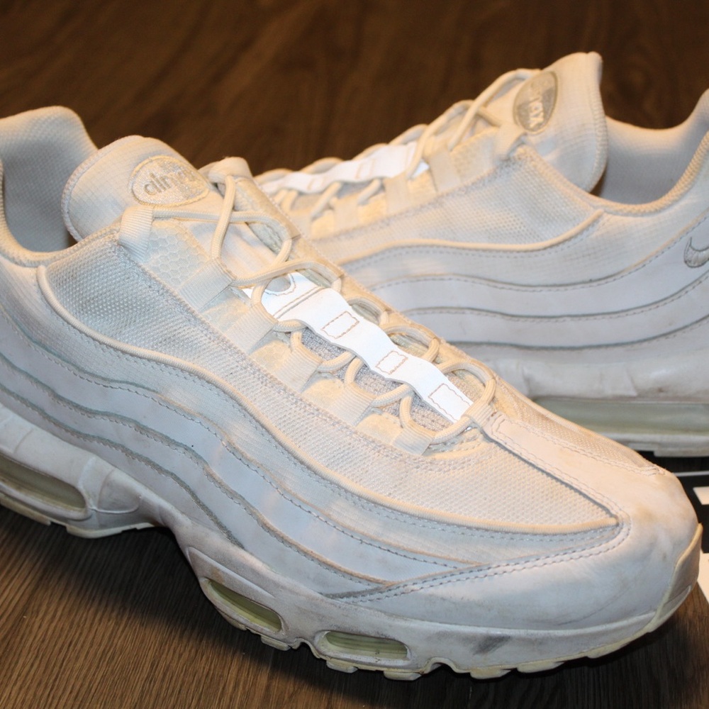 Nike Air Max 95 Triple White Mens Size 13 Sneakers - Picture 6 of 11